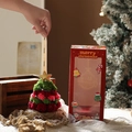 Miniature plush Christmas tree in red and green festive gift box with golden star topper - Cranberry Green With Gift Box