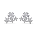 Orecchini a lobo in argento S925 con zirconi a grappolo di fiori e stelle brillanti - Argento 925 / Argento