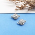 Strong spherical magnetic clasp with rhinestones in silver for DIY jewelry making - Sphere Shiny Silver Rhinestone Magnetic Clasp 10mm