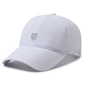 Classic white baseball cap with silver H shield logo and curved brim for men - Adjustable / White