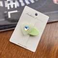 Cute light green heart hair clip with rhinestone accent on a fashion display card - Light Green
