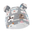 Bonnet pour nouveau-né en coton gris avec imprimé ours polaire et oreilles en 3D - Bonnet Ours Polaire Gris Avec Oreilles