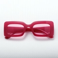 Retro rose pink rectangular chunky frame sunglasses with translucent tinted lenses - Jelly Rose Red Frame Red Lens