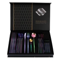 24-piece rainbow iridescent stainless steel cutlery set in premium black gift box - Portugal Style (24Pcs Set/Flip Case) / AB Color