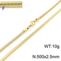 Golden 304 stainless steel square snake chain necklace with lobster clasp 500mm x 2.5mm - Gold 500x2.5mm(KN203630-Z)