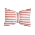 Pink and white striped velvet bow pillow with soft texture for girls room decor - Pink Striped
