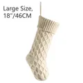 Großer 46 cm cremeweißer Strick-Weihnachtsstrumpf mit Rautenmuster-Struktur - Elfenbein