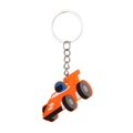 Detail of creative orange racing car keychain with blue helmet driver and silver metal ring - Style 4