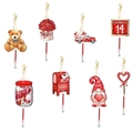 Set of 8 pink Valentine's 5D diamond painting wind chime pendants with red hearts - Style 26