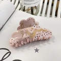Dettaglio della molletta per capelli in acetato rosa a forma di cuore e nuvola con strass - Strass Stella Luna-Rosa