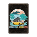 Retro yellow camper van metal tin sign with Ocean Lover illustration for beach decor - 11540(17) / 20*30cm