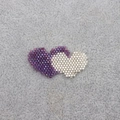 Handmade Miyuki bead charm featuring overlapping purple and white hearts - 010-Purple White Overlapping Hearts