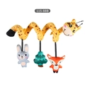 Spiral stroller toy with yellow giraffe and forest animals for baby sensory activity - Giraffe Forest Style Spiral Activity Toy