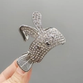 Pince à cheveux lapin argentée ornée de strass brillants et finition en alliage - Design d'oreilles de lapin / Argent