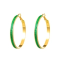 Pendientes de aro dorados de San Patricio con trébol de purpurina verde - Aro Grande Dorado con Purpurina Verde (7212)
