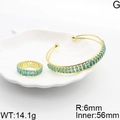 Conjunto de joyas de oro de lujo con cristales azul claro en plato de concha - Dorado-Azul Claro