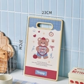Standing PE plastic cutting board with beige trim and cute bear print, 37x23cm - 23x37cm / Square