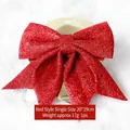 Sparkling red glitter Christmas bow ornament 20x19cm for festive tree decoration - Glitter Red Bow
