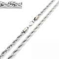 Collana a catena a corda ritorta in acciaio inossidabile argento con chiusura a moschettone - 6mm / Color Acciaio / 50cm