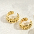 Minimalist gold beaded ear cuff featuring a three-layer bubble design for women - Narrow Beaded / Gold