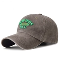 Unisex washed cotton baseball cap in charcoal gray with green New York 1978 embroidery - Coffee
