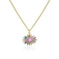 Detailansicht der 18K Gold Evil Eye Kette mit bunten Zirkon-Edelsteinen - Purpurnes Zentrum-22436