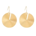 Detailed view of gold circular earrings featuring elegant spiral metal texture design - Circular Spiral Pattern (N-620)