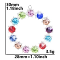 Macro view of 28x30mm 18k gold plated ring pendant with multicolored faceted gemstones - Silver Color Pendant