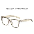 Square transparent yellow frame sunglasses with star metal detail on temples - Transparent Green Frame Clear Lens