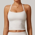 Slim fit white brushed yoga tank top with thin straps and a soft matte finish for women - S / Tops / Pearl Grey