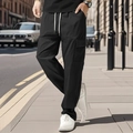 Pantaloni cargo neri da uomo con tasche multiple e coulisse bianca per uno stile casual - S / Nero