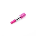 Lipstick-shaped ballpoint pen with pink rhinestones and a shiny silver metallic body - Rose Red