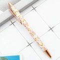Creative flower print retractable ballpoint pen with elegant rose gold metal accents - Type B Large Flower / White
