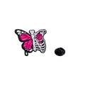 Enamel butterfly brooch with ribcage and red rose design with a rubber back pin - Bone Butterfly Rose Style (C2518-4)