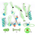 Detailed set of 13 durable cotton rope dog toys for teething and chewing in light green - 13-Piece Set (B91126)