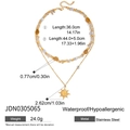 Collana a strati in acciaio inossidabile dorato 18K con ciondolo a sole e perline - Collana Sole con Catena di Perline a Doppio Strato