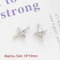 Close-up of silver four-pointed star pendant with dual rings, size 14x19mm for DIY jewelry - 6# Silver Four-Pointed Star Connector