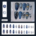 Set unghie finte dark aesthetic con gatto blu misterioso e motivi evil eye - Stile Demone Oscuro W2077 (Con Colla)