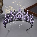 Couronne de Mariée Strass Noir Violet Baroque Gothique Mariage Diadème Accessoire Cheveux - Noir Mat & Strass Violet