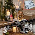 Elegant silver metal candle holders with glass covers in a cozy festive setting - Set of 3 (With 3 Candles) / Dreamy Silver