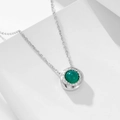Minimalist s925 silver necklace featuring a round green agate pendant on white background - 925 Silver / White