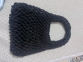 Handmade black woven mesh bucket bag with hollow diamond pattern and solid cotton rope - With Inner Bag / Black