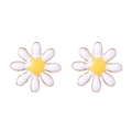 Colorful white daisy flower stud earrings with yellow center and copper metal edges - White Daisy Stud Earrings(NCE07209-3)