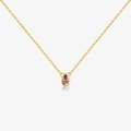 Elegant S925 sterling silver gold necklace featuring a teardrop pink gemstone pendant - 925 Silver / 18K Gold (Light Smoky Zircon)