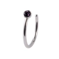 Gepolijste roestvrijstalen C-vormige neusring met een glanzende paarse edelsteen - 0.8x7mm / Zilver Paars Zirconia
