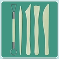 5-piece light green pottery clay sculpting tool set with stainless steel wire loop tips - [5-piece Plastic Clay Tool Set] Macaroni Green