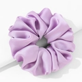 Chic oversized lavender purple satin scrunchie with glossy pleated texture design - Haze Purple