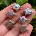 Baroque natural pearl charms with gold-plated flower edges for DIY jewelry making - No.10 Width 10-12mm