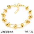 Chic 18K gold plated stainless steel braided chain bracelet with lobster clasp - Gold Round Link Braided Style (KB188697-Z)