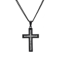 Minimalistische zwarte roestvrijstalen kruis hanger ketting met witte zirkonia - Zwart [Alleen Hanger]